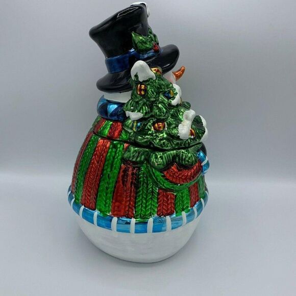 DAVIDS COOKIES Snowman Metallic Cookie Jar - Picture 7 of 10